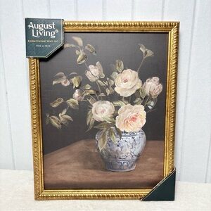 August Living Vintage Floral Art with Gold Frame
